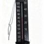 Schwarzes Summer Fun Pool Thermometer mit Celsius- und Fahrenheit-Skala und befestigter Schnur zur Wassertemperaturmessung.