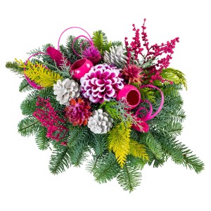 Grabbouquet mit Seidenblume in Erika Länge 50 cm