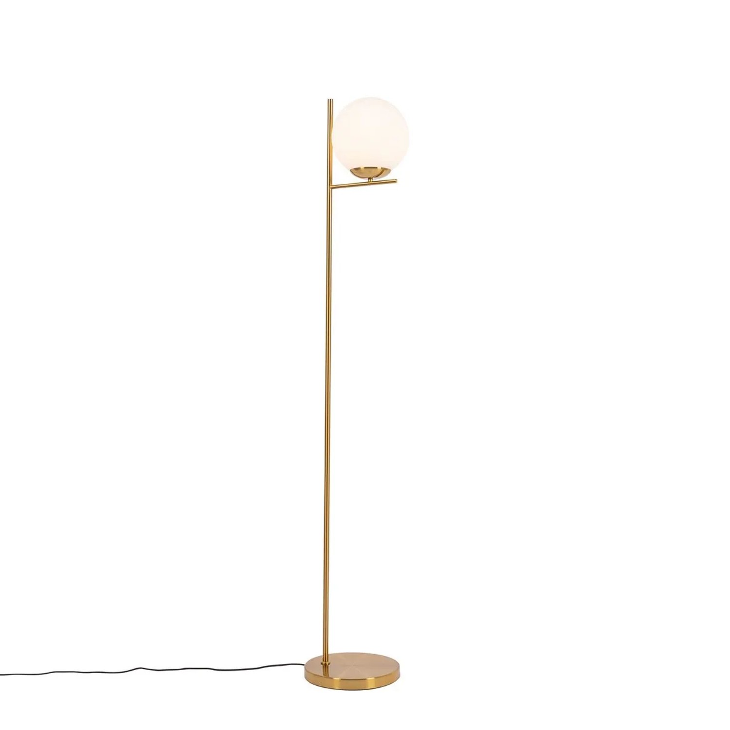 QAZQA Art Deco Stehlampe aus Gold und Opalglas   Flore