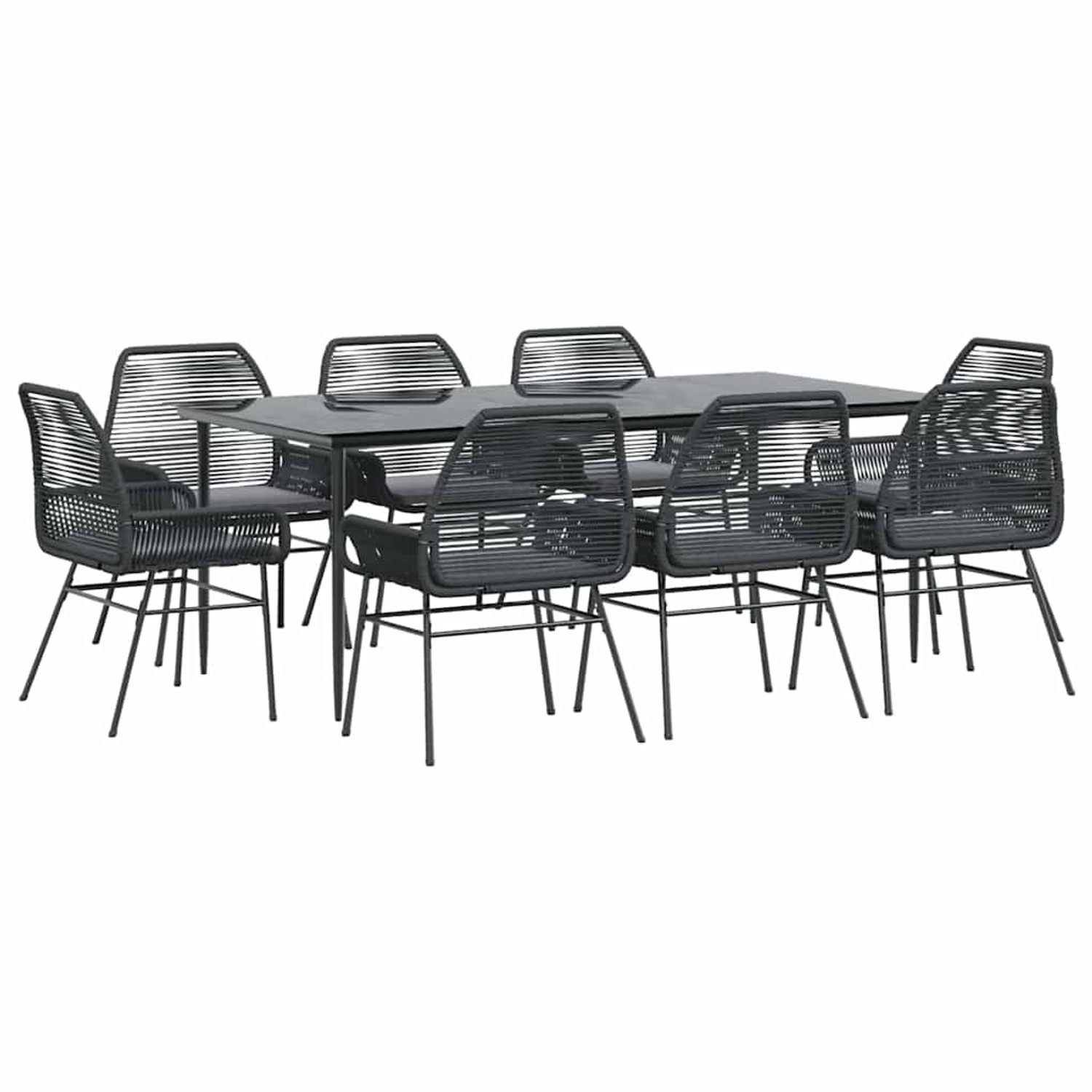 vidaXL 9-Tlg Garten-Essgruppe mit Kissen Schwarz Poly Rattan Glas 3334470 günstig online kaufen