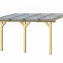 Skan Holz Terrassenüberdachung Bormio, 434x250 cm, Leimholz Natur mit klarer Polycarbonat-Dacheindeckung.