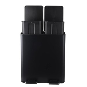 Schwarzer Spirella Kosmetikeimer Aliya mit 2 Fächern à 20 l für Mülltrennung.