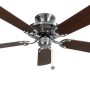 FANTASIA Deckenventilator Mayfair Edelstahl mit dunklen Eiche Flügeln und Zugschalter.