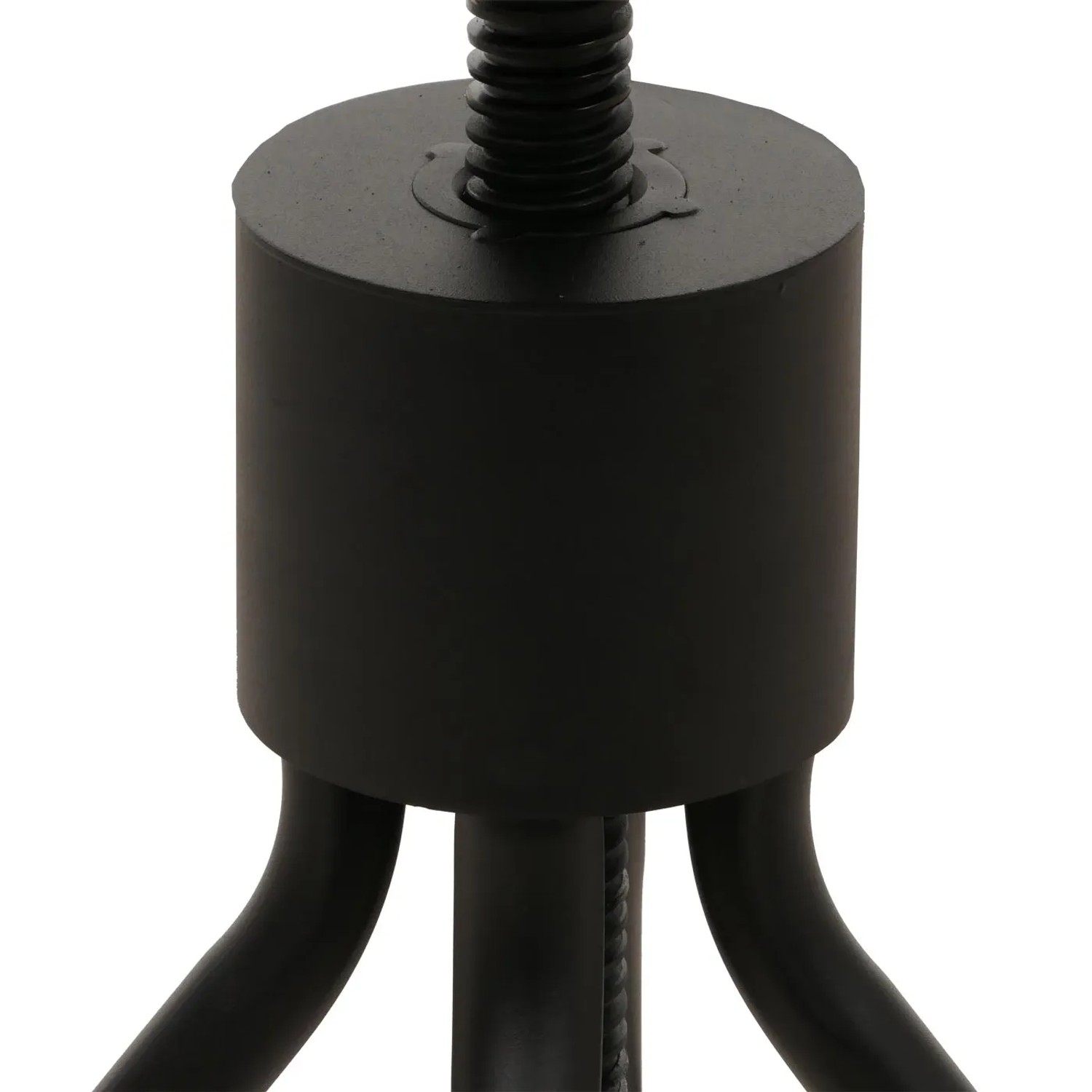 Detailaufnahme: Schwarzer Drehmechanismus des MCW Barhocker N17 aus Eisen.