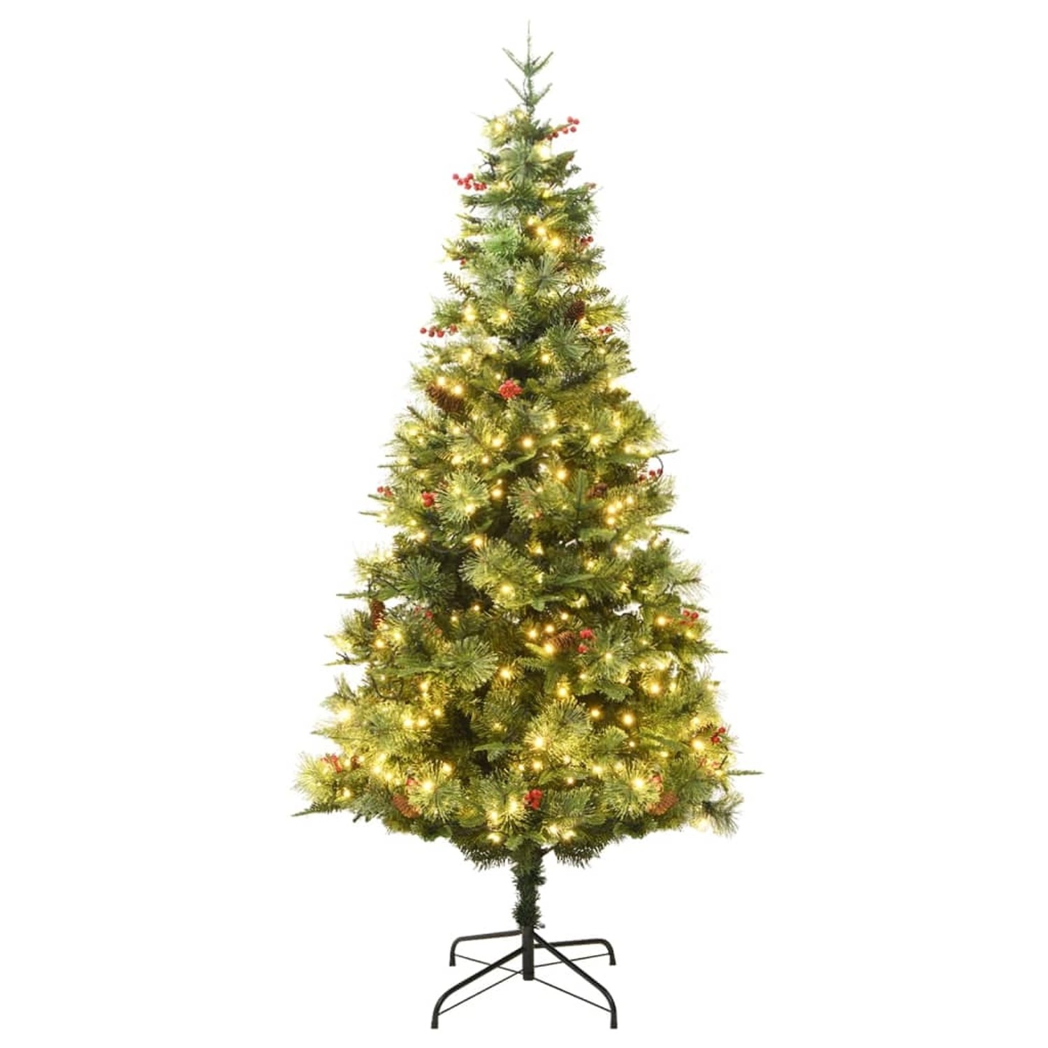 vidaXL Weihnachtsbaum mit LEDs   Kiefernzapfen Grün 195 cm PVC   PE Modell 1