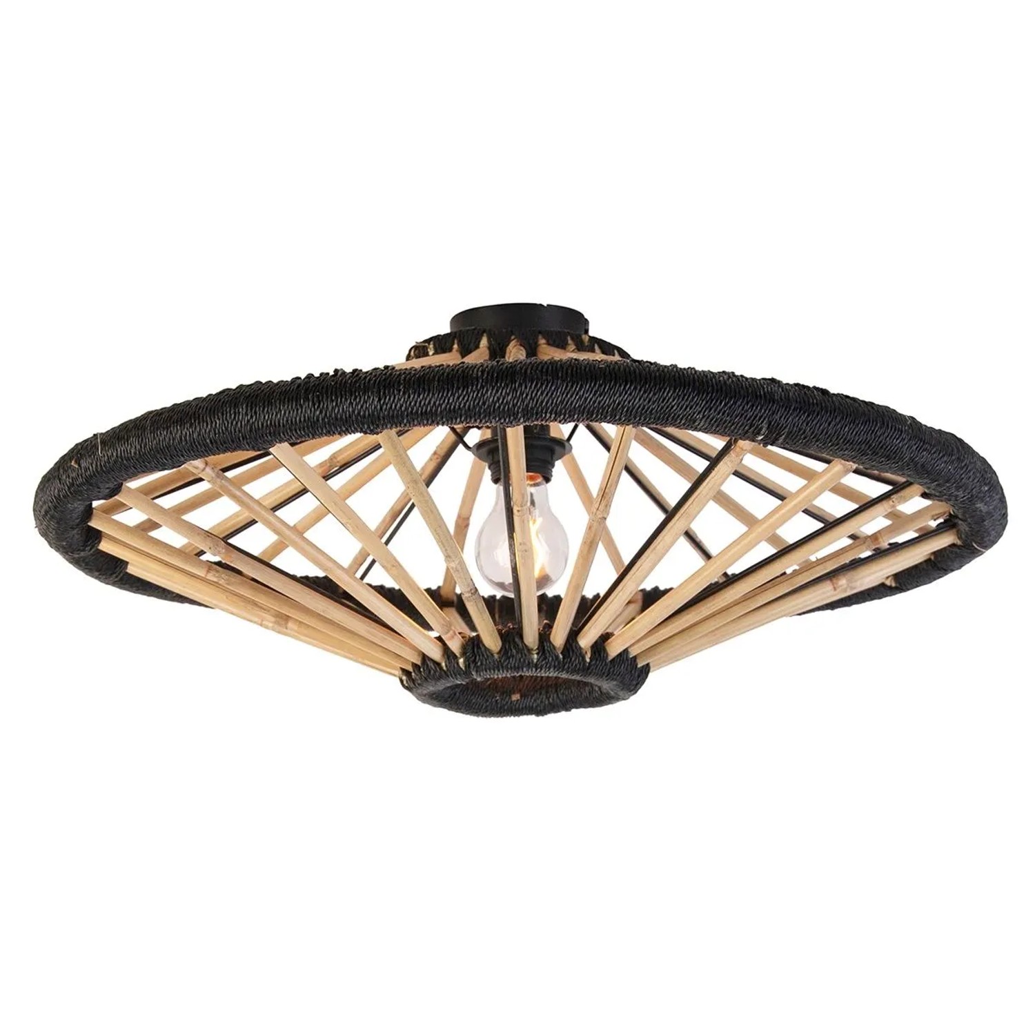 QAZQA Orientalische Deckenleuchte Bambus mit Schwarz 60 cm Evalin
