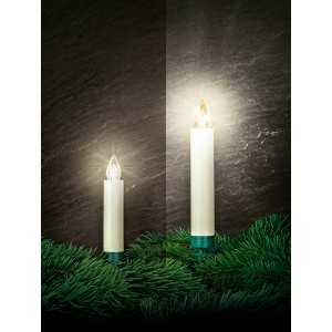 Lumix Mini Christbaumkerzen Elfenbein, 6er Set, warmweiß, für Innen, auf Tannenzweigen.