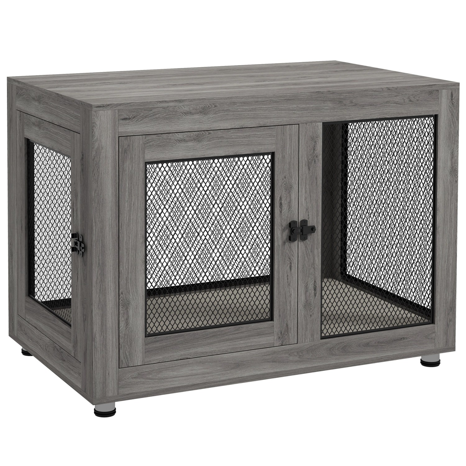 PawHut Hundekäfig Stahl Spanplatte Grau 94L x 60B x 71,5H cm