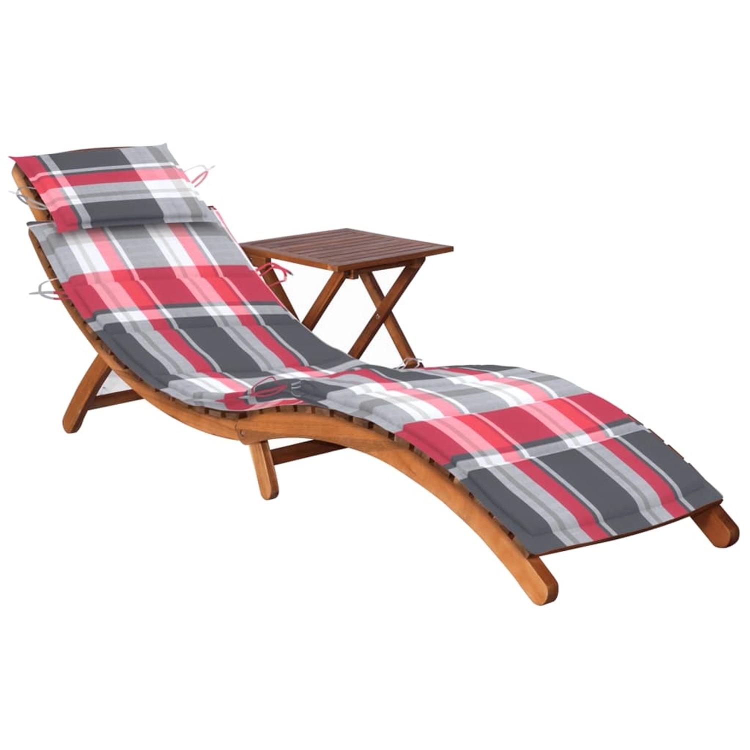 vidaXL Sonnenliege mit Tisch und Auflage 184 x 55 x 64 cm Massivholz Akazie