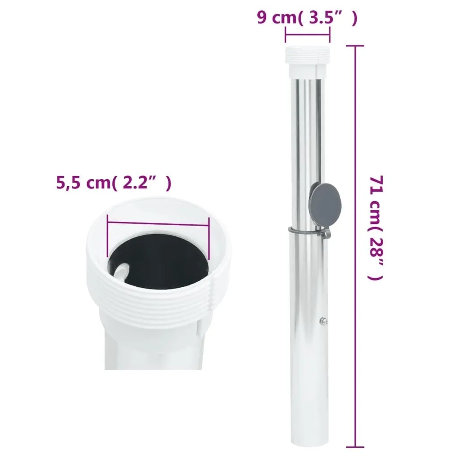 vidaXL Bodenhülse für Sonnenschirm mit 40-50 mm Mast Silbern Aluminum 4003370_6