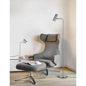 Trio Tischleuchte Marley, Nickel matt, Design-Tischlampe mit beweglichem Leuchtenkopf.