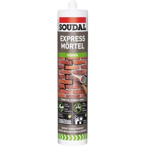 Soudal Express Mörtel, zementgrau, 300ml Kartusche für Reparaturen im Innen- und Außenbereich.