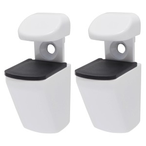 OBI Clip Mini Set Alpine, 2 weiße Regalbodenträger mit schwarzer Auflage.