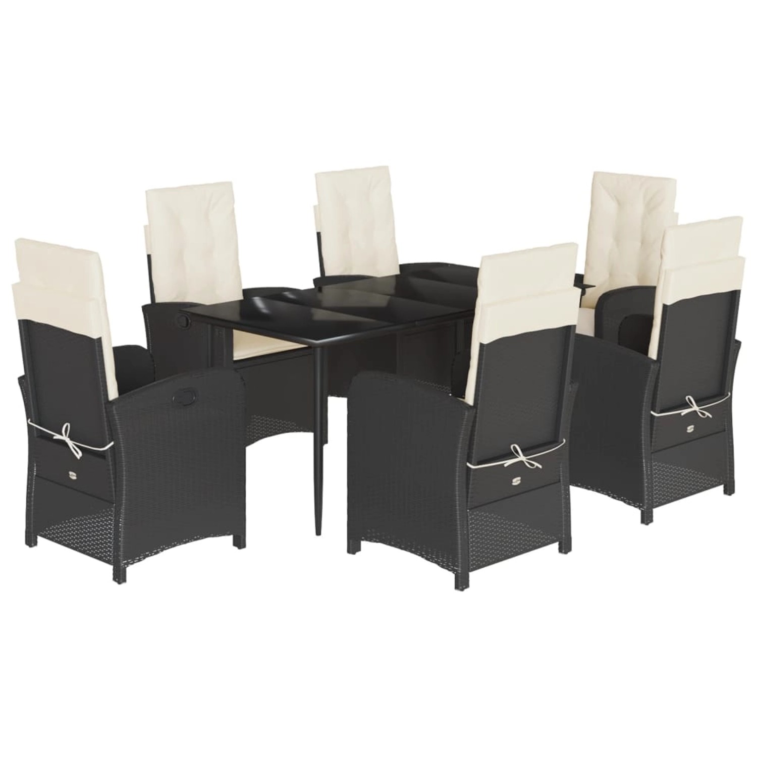 vidaXL 7-Tlg Garten-Essgruppe mit Kissen Schwarz Poly Rattan 3212295 günstig online kaufen