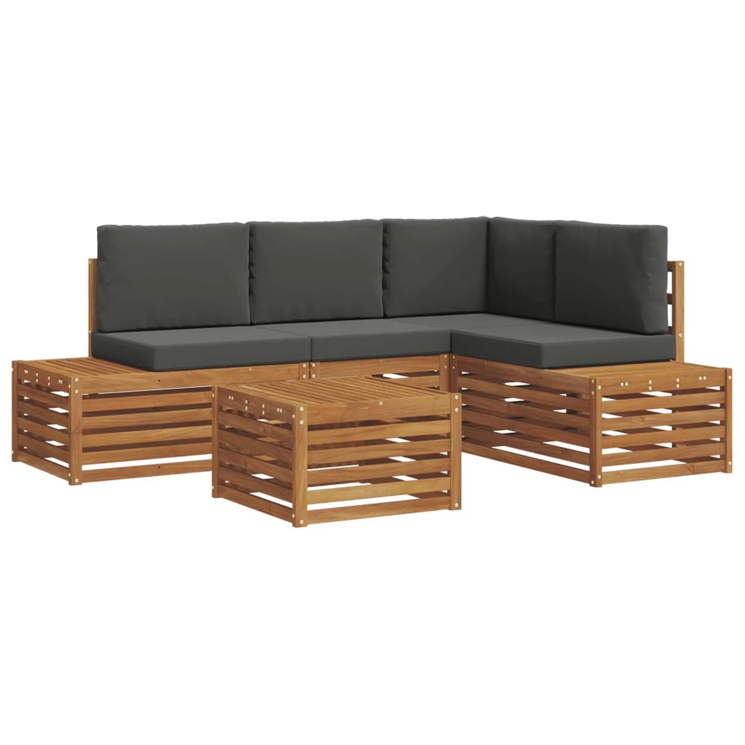 vidaXL Sofagarnituren mit Kissen 5-Tlg Natur und Anthrazit 3375447