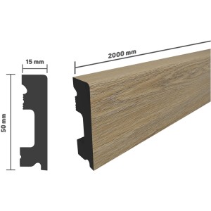 Selit Sockelleiste Selitstyle® FBL50 Eiche Siena, wasserfeste Fußleiste mit Maßen.