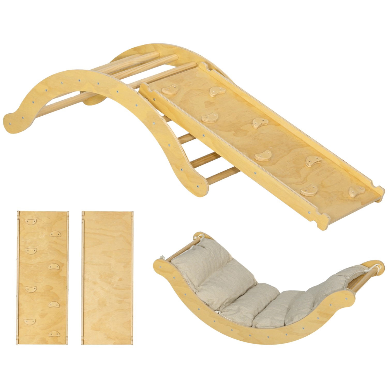 AIYAPLAY 4 in 1 Klettergerüst Set mit Rutsche für Kinder Indoor