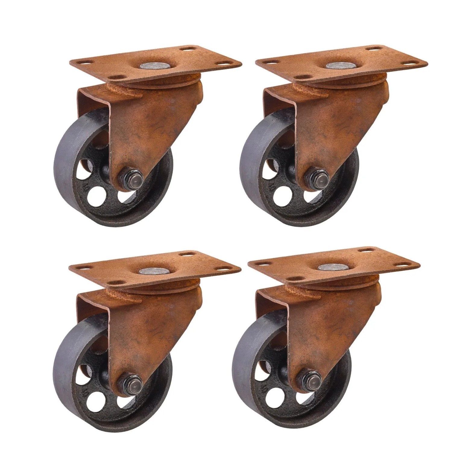 SOTECH 4er Set Möbelrolle ROSTOCK Ø70 mm Rostoptik