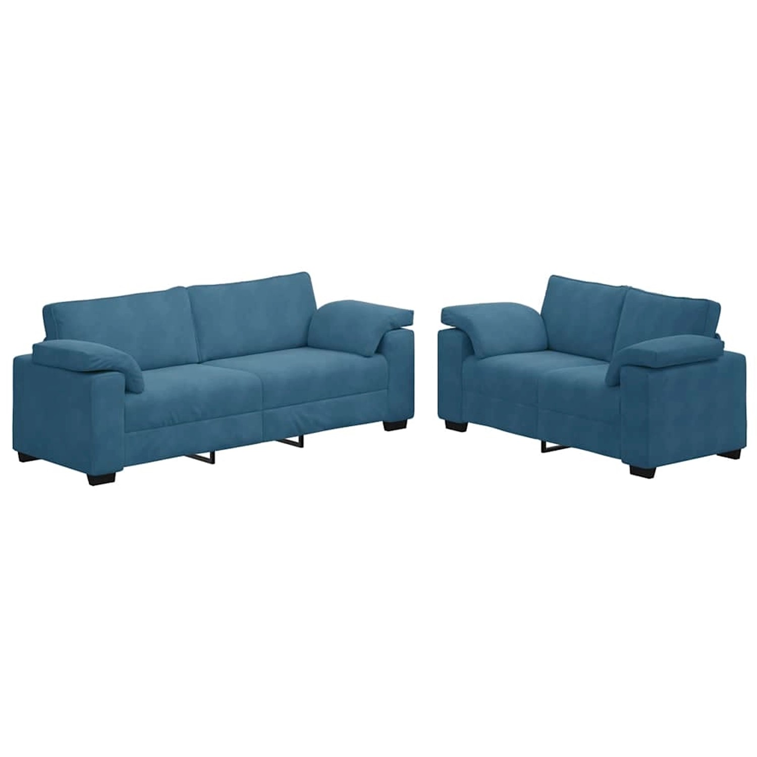 vidaXL 2-Teiliges Sofa-Set mit Kissen Blau Samt 3324758 günstig online kaufen