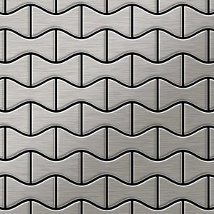 Gebürstete Edelstahl Mosaikfliese in Grau, Kismet-s-s-b Design für Wand- und Boden.