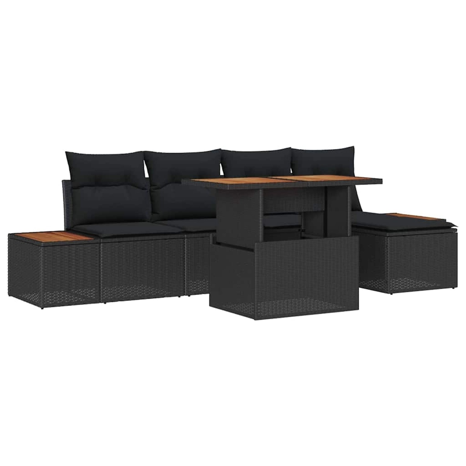 vidaXL Garten-Sofa-Set mit Speicher 6-Tlg Schwarz Poly Rattan 3358797 günstig online kaufen
