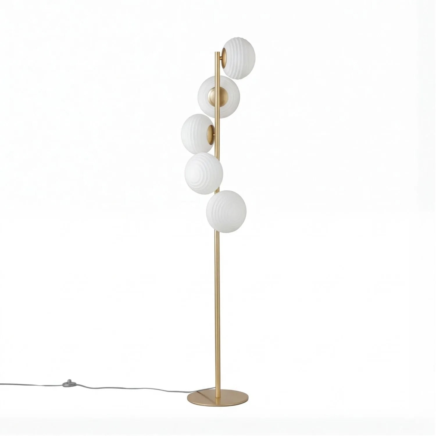 Licht-Erlebnisse Stehlampe Glas Metall 160 CM In Gold Weiß Modern 5X E27