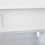 Innenansicht Telefunken Einbaukühlschrank: Gefrierfach und Temperaturregler.