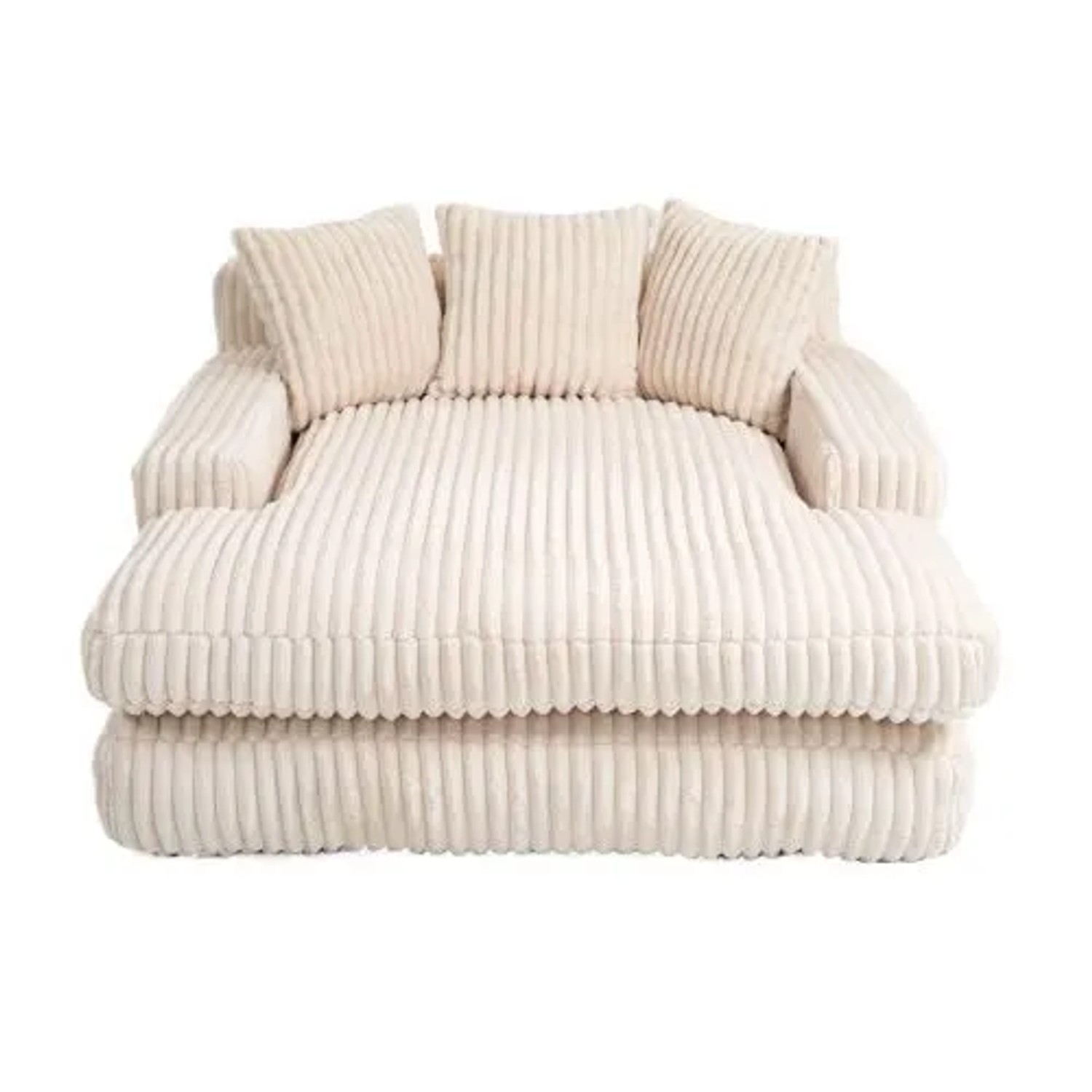 PXloue Stoffsofa Cord Bodensofa 125x155x63cm mit 3 Kissen Beige