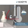 Schütte Spültischarmatur Rio Chrom mit Cold-Start Funktion und Energiespar-Symbolen.