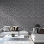 Grafik Tapete Geometrisch Grau/Gold/Schwarz, Vliestapete mit 3D-Würfelmuster für Wohnraum.