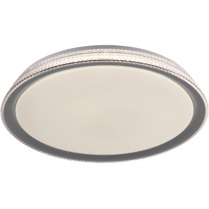 Runde LED-Deckenleuchte Lolasmart-Kari in Silber, Ø 51 cm, smarte Lichtsteuerung.