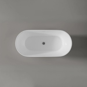 Freistehende, ovale Badewanne JAZZ PLUS 2.0 in Weiß glänzend, Vogelperspektive.