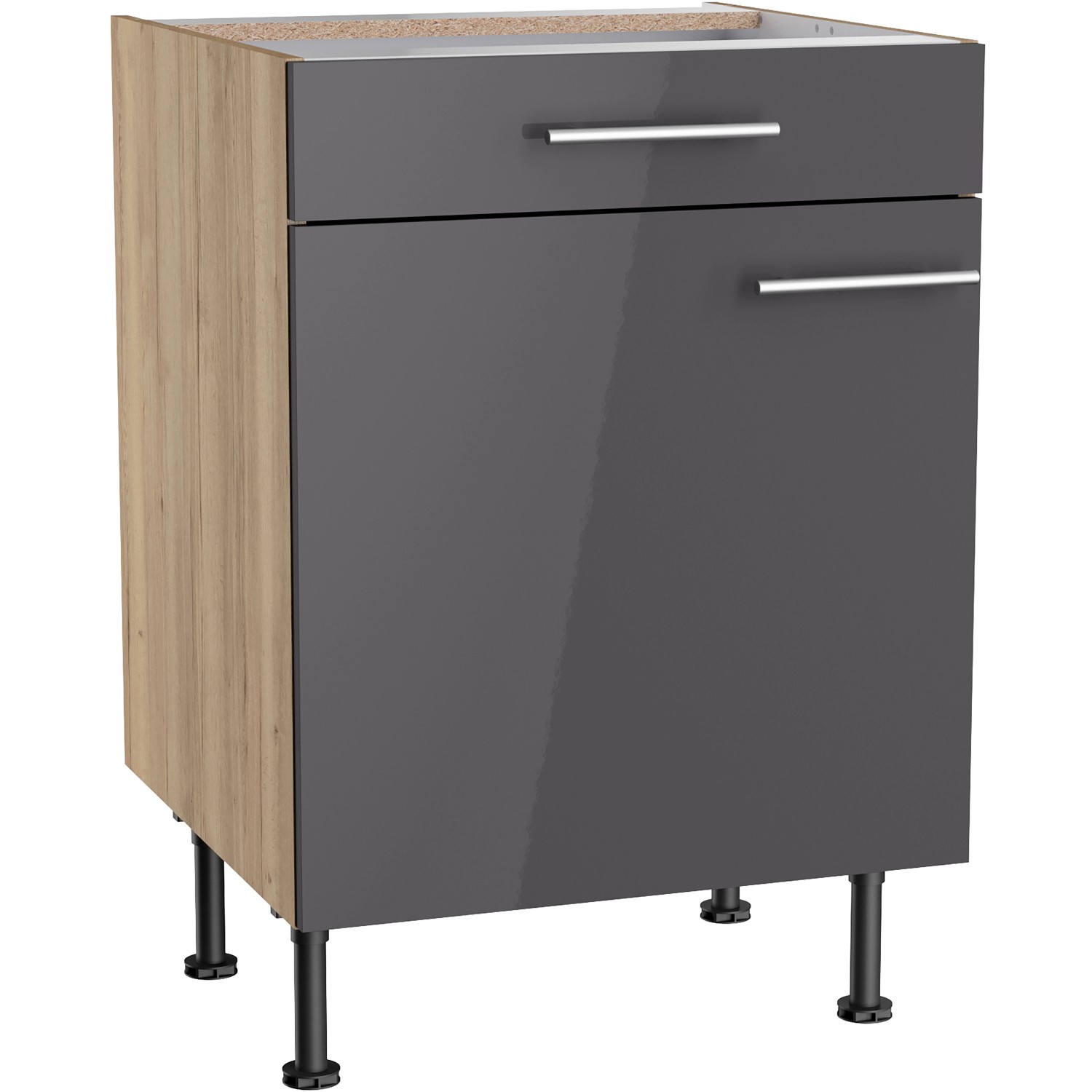 Optifit Unterschrank Jonte984 60 cm x 87 cm x 58,4 cm Anthrazit-Wildeiche günstig online kaufen