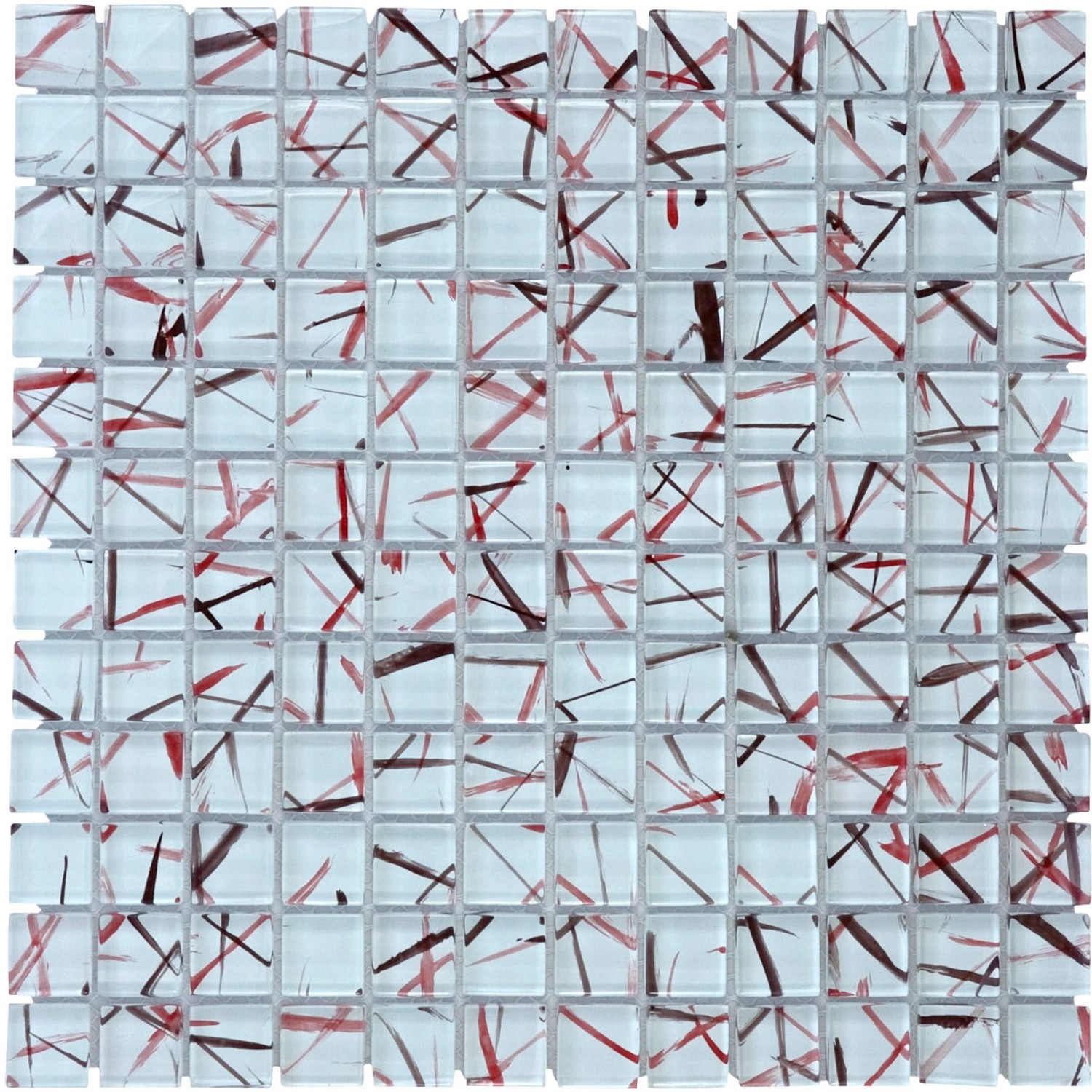 Mosaikmatte Glas Art Deco Red Braun Wave 30 cm x 30 cm günstig online kaufen