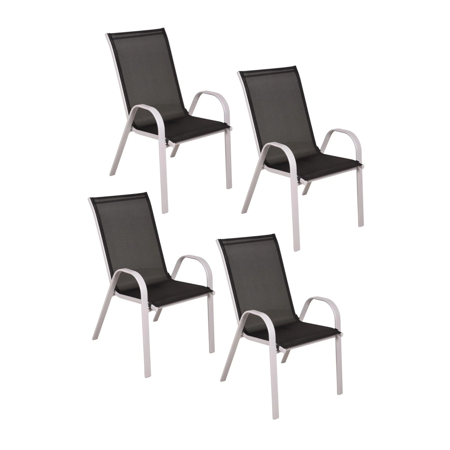 DELUKE Gartenstuhl 4er Set SONJA Kunststoff Schwarz Stapelstuhl Wetterfest Gartenstühle Outdoor Essstühle