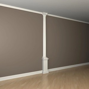 Weiße PROFHOME Halbsäule (65,2 cm) als dekoratives Zierelement/Postament im Raum.