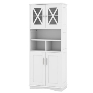 Costway Badezimmerschrank Badschrank Hochschrank Aufbewahrungsschrank Weiß