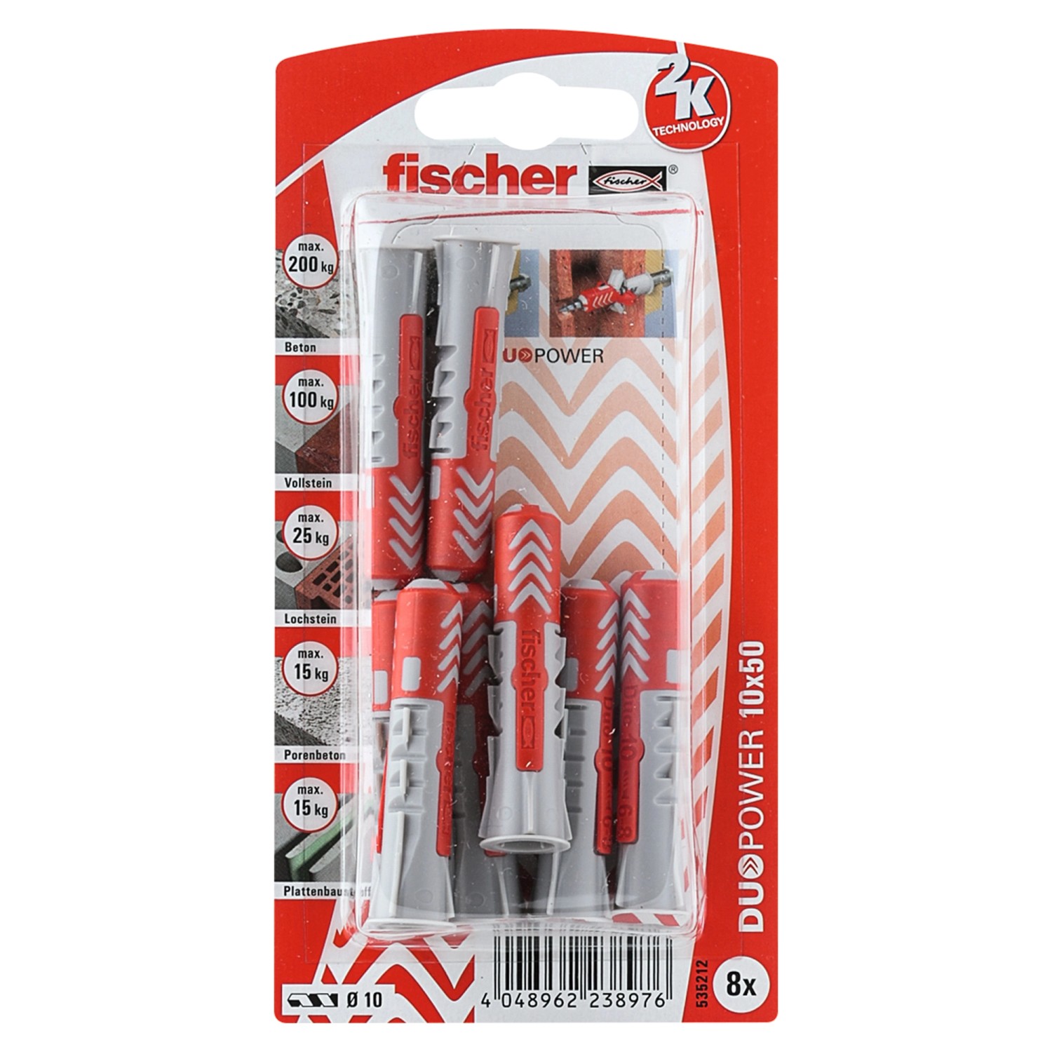 Fischer Dübel DuoPower Ø 10 mm x 50 mm K 8 Stück