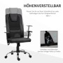 Schwarzer Vinsetto Bürostuhl, höhenverstellbar, mit ergonomischer Netzlehne und Rollen. Hebel zur Höhenanpassung.