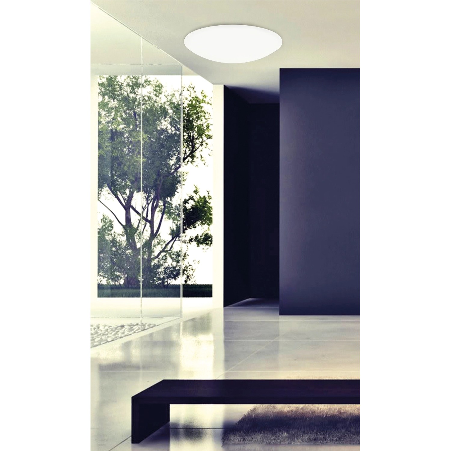 Weiße LED-Deckenleuchte Sydney, Ø 60 cm, dimmbar und mit Fernbedienung.