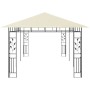 Cremefarbener vidaXL Pavillon 6x3m mit Moskitonetz und Stahlrahmen mit Blattmuster.