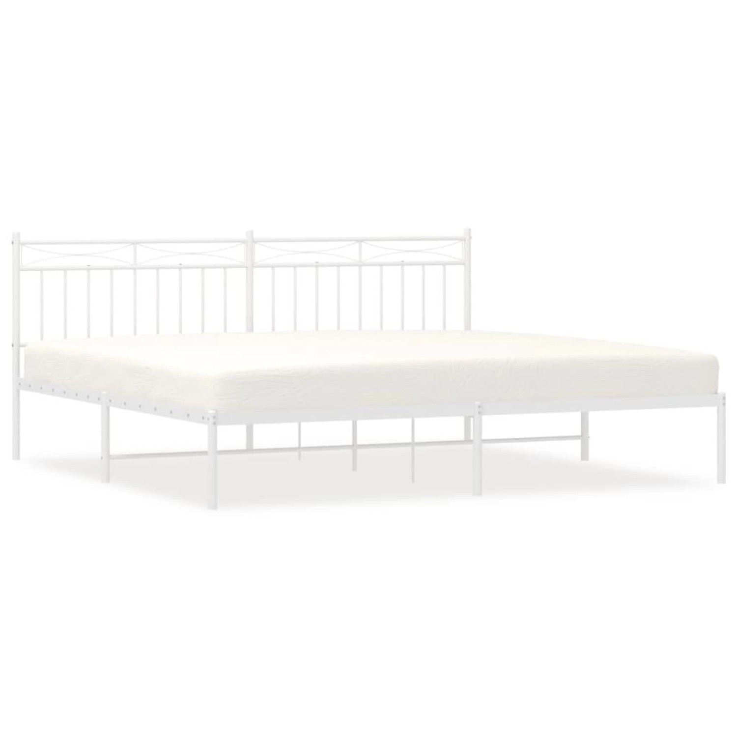 vidaXL Bettgestell mit Kopfteil Metall Weiß 193x203 cm Modell 111908816
