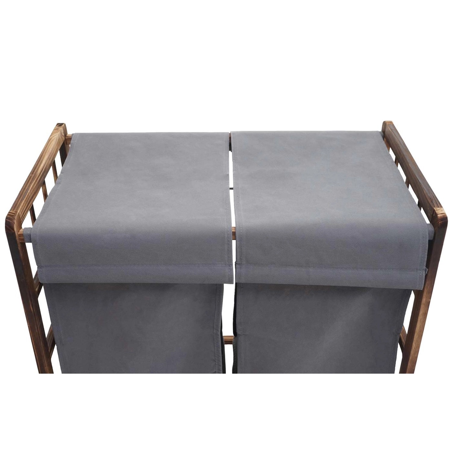 MCW Wäschesammler B60 braun/grau mit 2 Fächern und Stoffdeckel. Wäschewannen für mehr Stauraum.