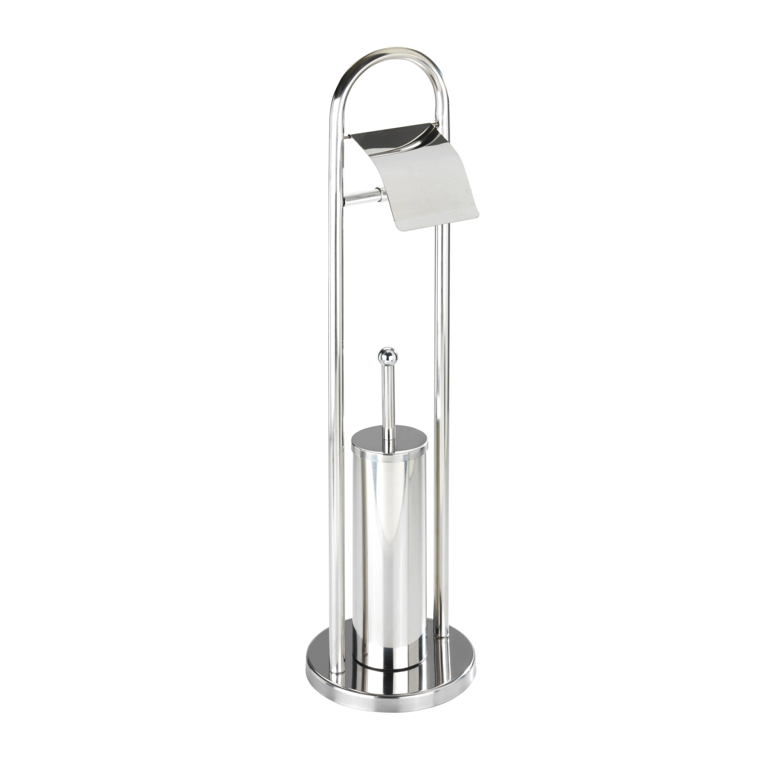 Wenko Exclusiv WC-Garnitur Vasto aus Edelstahl, glänzend, mit Toilettenpapierhalter und Bürste.