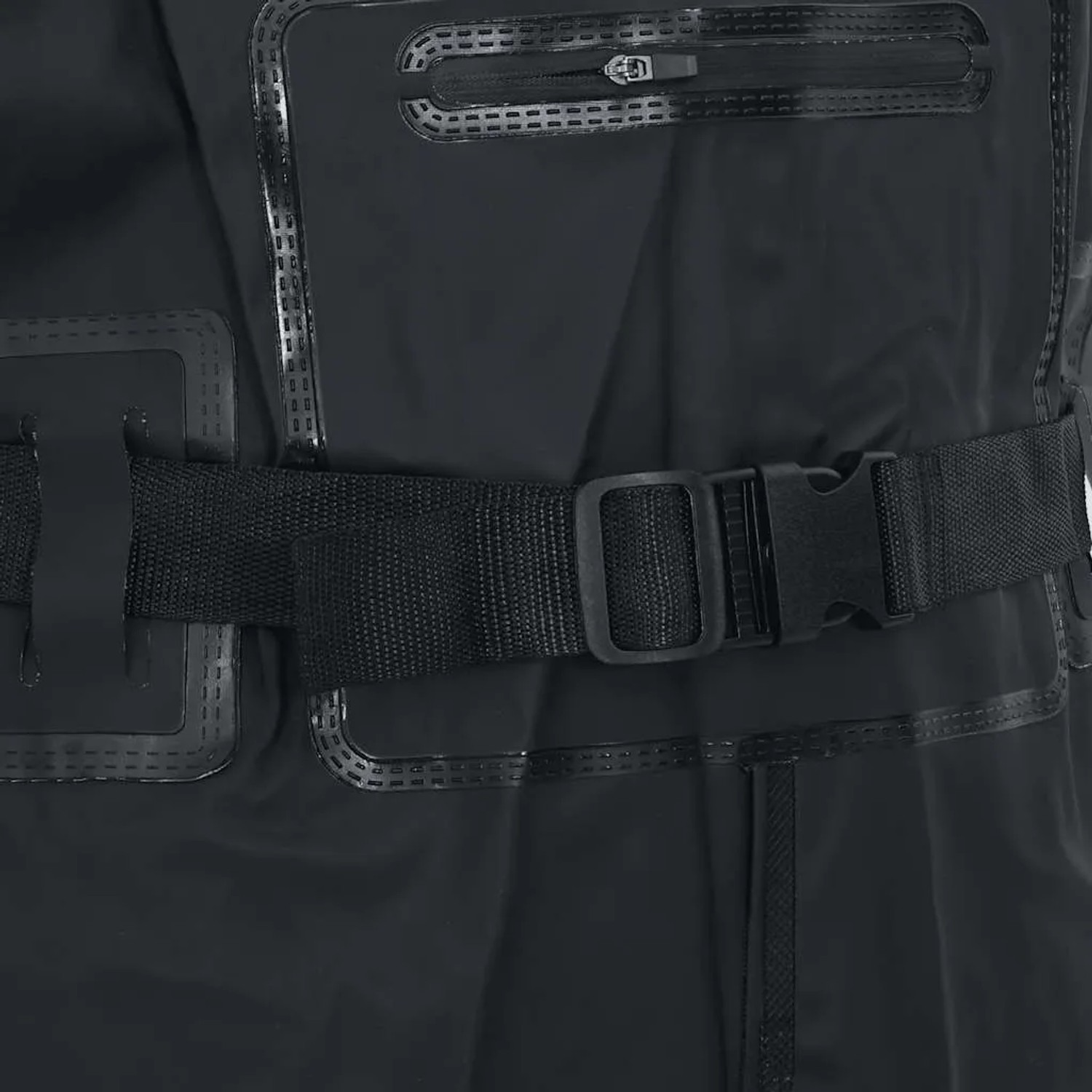 Schwarze vidaXL Wathose Gr. 42 mit Gürtel, ideal für Angeln und Arbeit.