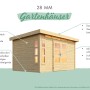 Karibu Holz-Gartenhaus Tyka, terragrau, mit Satteldach. Gartenhaus aus lackiertem Holz, 300x300 cm.