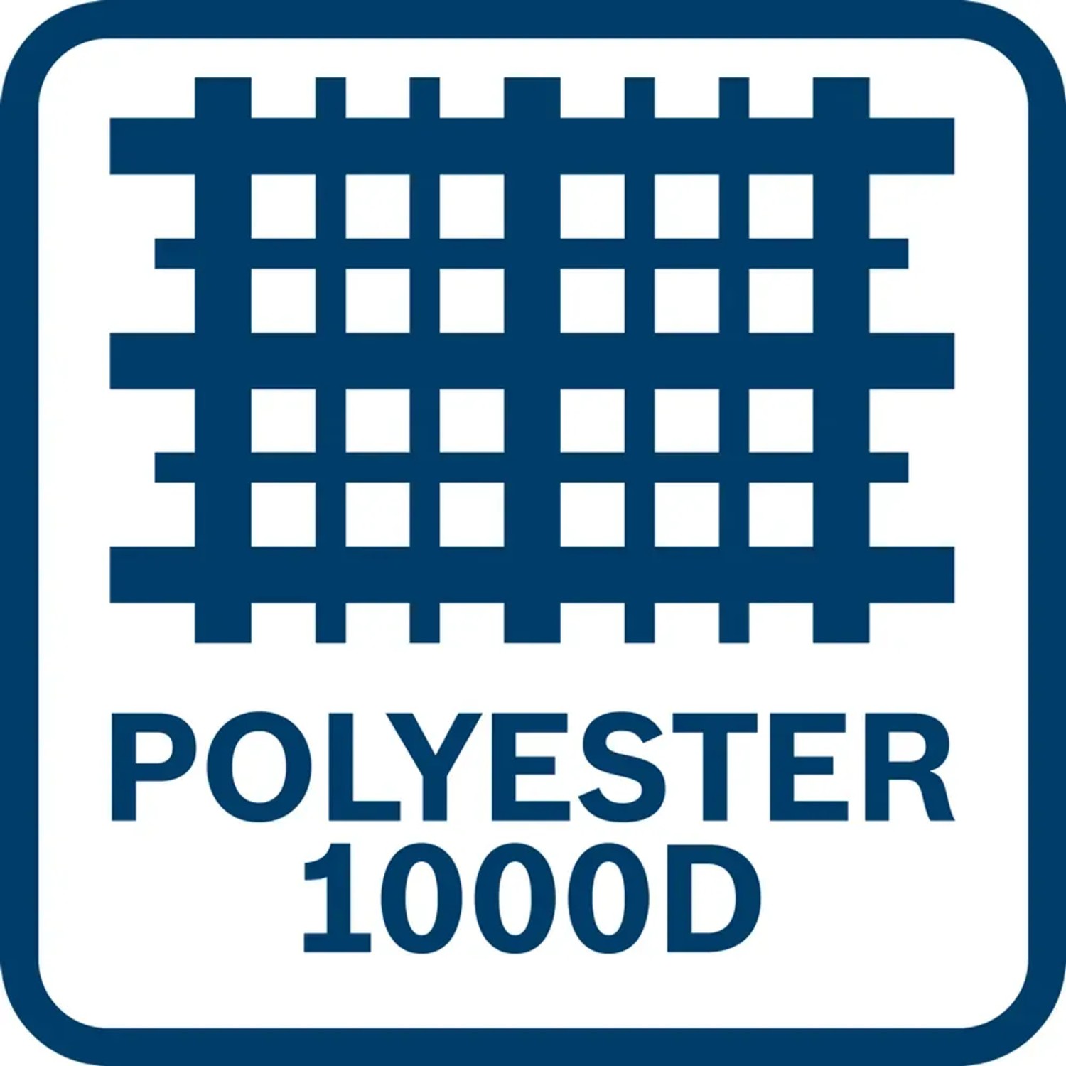 Symbol für robustes 1000D Polyester-Gewebe der Bosch Werkzeugtasche GWT 20.