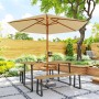 Outsunny Sitzgruppe aus Tannenholz und Stahl mit Tisch und zwei Bänken. Naturholz-Lounge-Gartenmöbel für Terrasse.