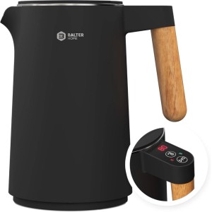 BALTER Edelstahl Wasserkocher Temperatureinstellung Doppelwandig BPA Frei Warmhaltefunktion Schwarz