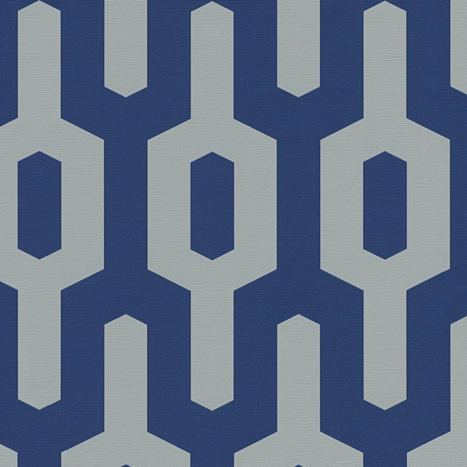 Bricoflor Geometrische Tapete in Blau Retro Vliestapete mit Muster Ideal für Schlafzimmer und Wohnzimmer Blaue Wandtapete mit Grafik Design